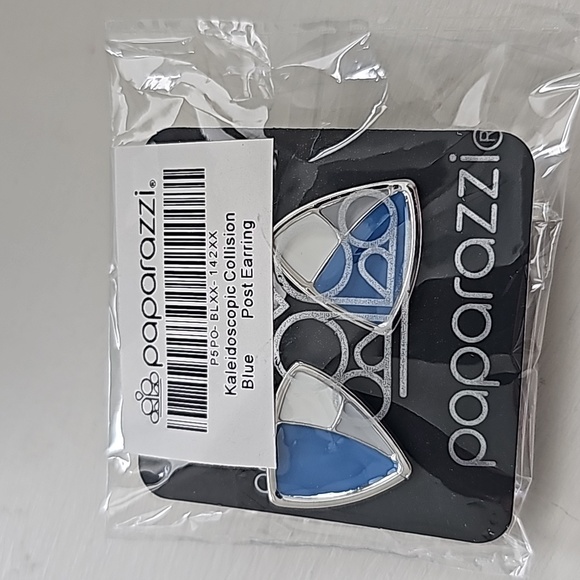 Kaleidoscope Collision Blue Post Earrings ** Rare Find - Picture 3 of 4